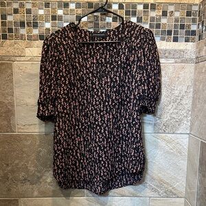 Elegant Black and Pink Floral Blouse